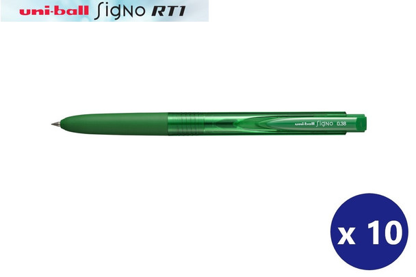 Uni-Ball Signo RT1 (UMN155-038) Gel Ink Rollerball Pen Ultra Fine 0.38mm Green - Box of 10 - Uni Ball Pens, Uniball Markers, Uni-Ball Markers, posca pens, posca markers | It's A Mega Thing
