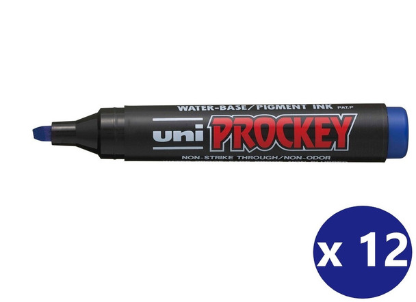 Uni Prockey (PM-126) Permanent Marker Chisel Tip 5.7mm Blue - Box of 12 - Uni Ball Pens, Uniball Markers, Uni-Ball Markers, posca pens, posca markers | It's A Mega Thing