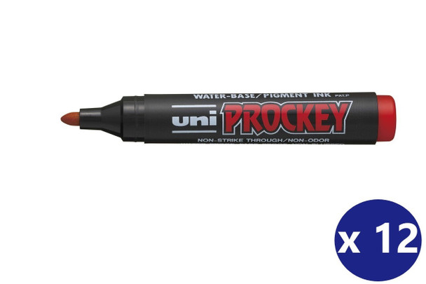 Uni Prockey (PM-122) Permanent Marker Bullet Tip 1.8mm Red - Box of 12 - Uni Ball Pens, Uniball Markers, Uni-Ball Markers, posca pens | It's A Mega Thing