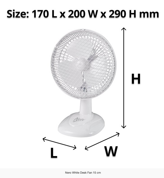 Nero 15cm Desk Fan White