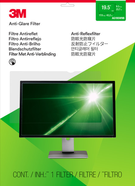 3M 98044058372 Anti-Glare Filter for 19.5" Widescreen Monitor AG195W9B | MegaX