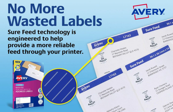 Avery #959001 Quick Peel Address Labels with Sure Feed - L7160 - 2100/Pack - 63.5 x 38.1 mm, Laser, White | 21UP - avery label templates l7163, fabric name labels, fabric name badge labels | It's A Mega Thing