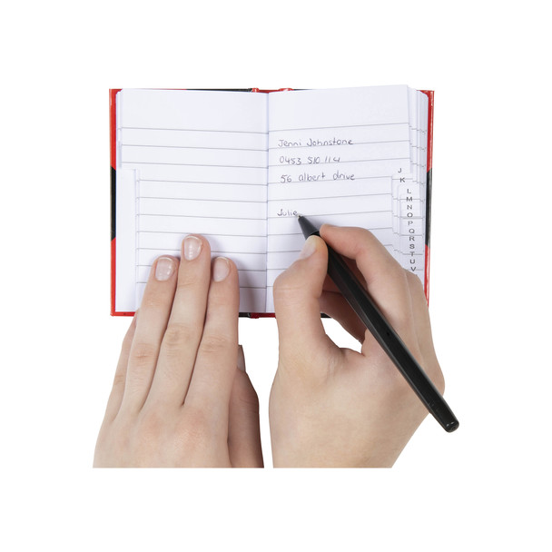 Cumberland Gloss Cover A7 100 Leaf Indexed 43128 Black & Red Notebook | Mega Office Supplies