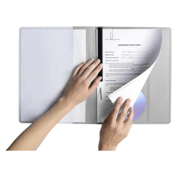 Marbig Flat File Premier A4 Grey with Insert Cover