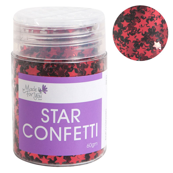 Made For You Confetti Shakers Star 60g Red