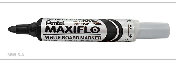 Pentel MWL5 Maxiflo Whiteboard Marker Bullet Point 2.1mm Black Box of 12