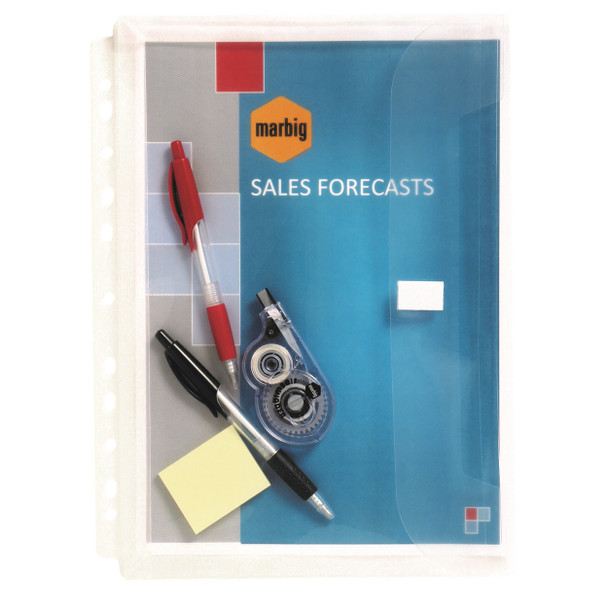 Marbig Binder Expanding Wallet A4 Clear Pack of 3