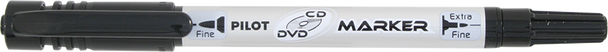 Pilot CD DVD Twin Ended Marker Permanent Dual Nib Black Box of 12