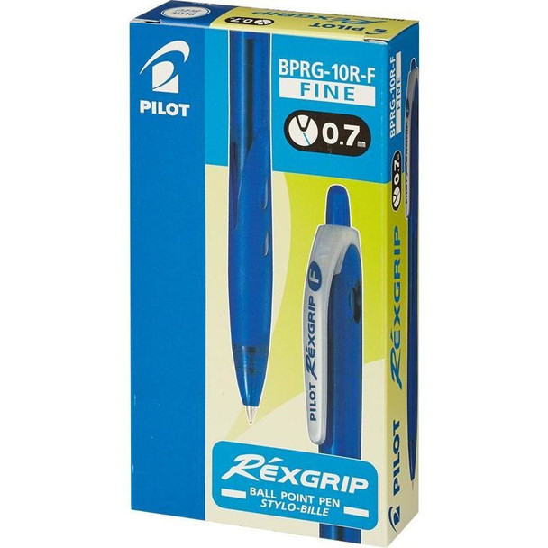 Pilot Bprg-10R-F-L Rexgrip Retractable Ballpoint Fine 0.7Mm Blue Box Of 12 | Its A Mega Thing