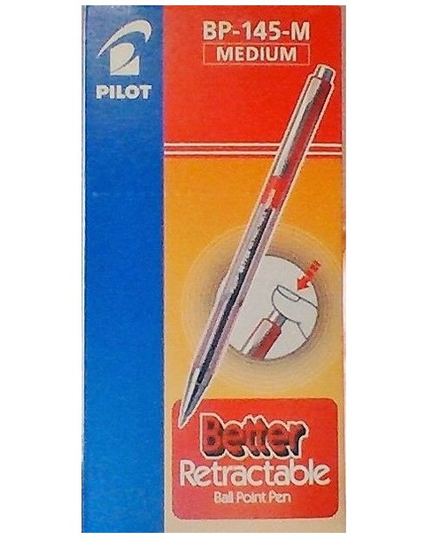 Pilot Bp-145-M-R Retractable Ballpoint Pen Medium Red Box Of 12 | Its A Mega Thing