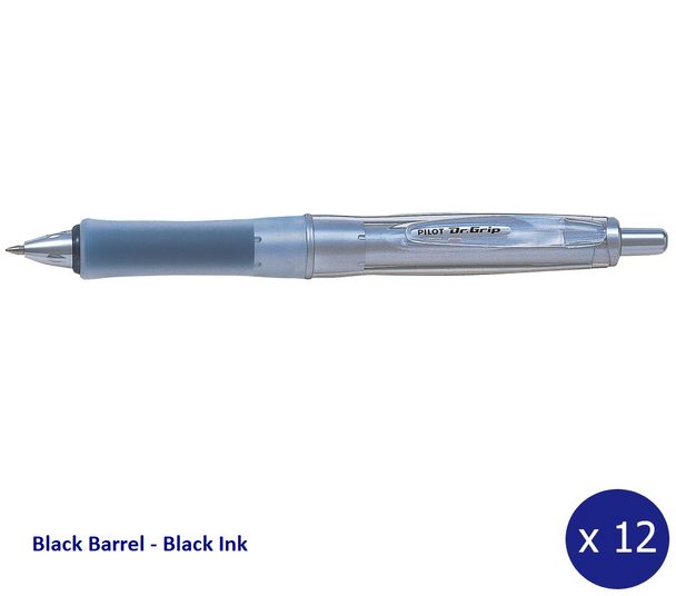 Pilot Dr Grip Advance Retractable Ballpoint Pen Medium Black Barrel Black Ink Box of 12