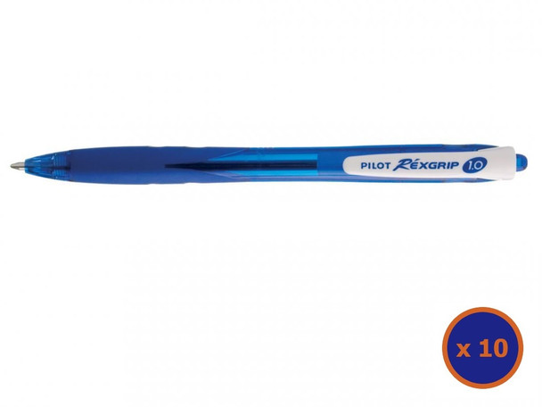 Pilot BegreeN Rexgrip Retractable Ballpoint Pen Medium Blue Box of 10