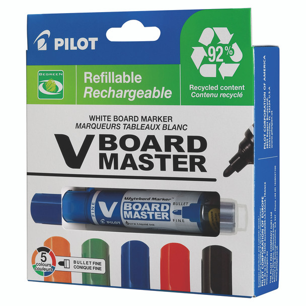 Pilot BegreeN V Board Master Medium Whiteboard Marker Bullet Assorted Pack of 5