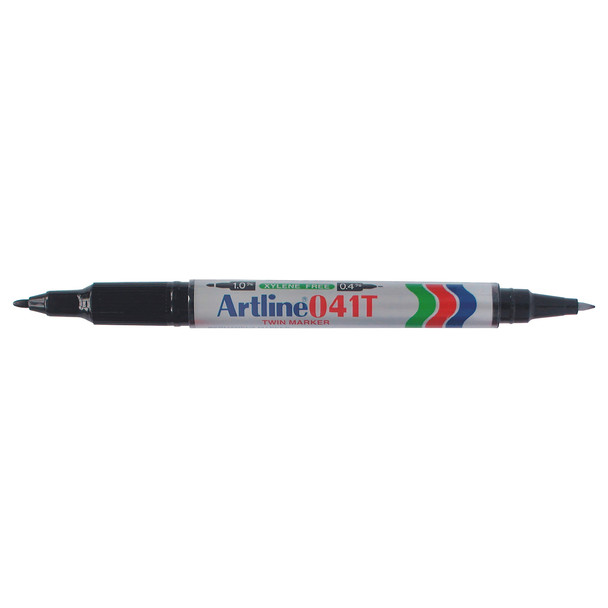 Artline Marker Black 104101 041T Dual Nib Permanent in a Box of 12 | Mega Office Supplies