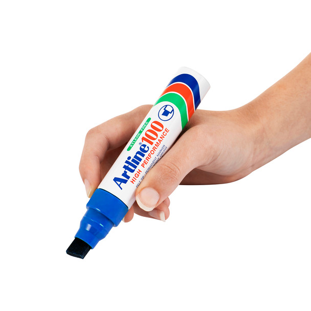 Artline Blue 110003 100 Permanent Marker 12mm Chisel Nib Box 6 | Mega Office Supplies