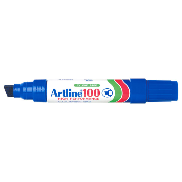Artline 12mm Chisel Nib Blue 110003 100 Permanent Marker Box 6 | Mega Office Supplies