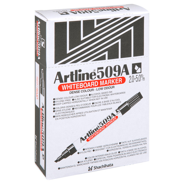 Artline 509A Whiteboard Marker 5mm Chisel Nib Red 150902A Box 12 | Mega Office Supplies