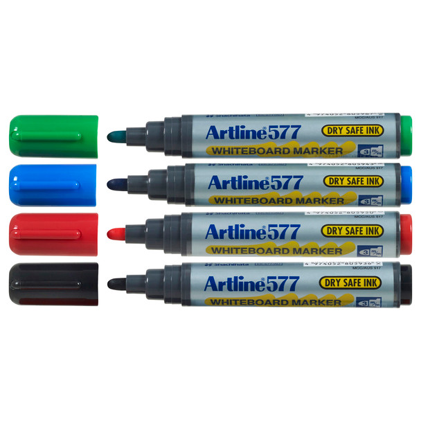 Artline 3mm Bullet Nib Assorted 157744 577 Whiteboard Marker Wallet 4 | Mega Office Supplies