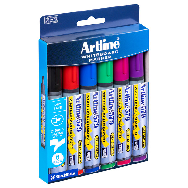 Artline 579 Whiteboard Marker 5mm Chisel Nib Assorted 157946 Wallet 6 | Mega Office Supplies