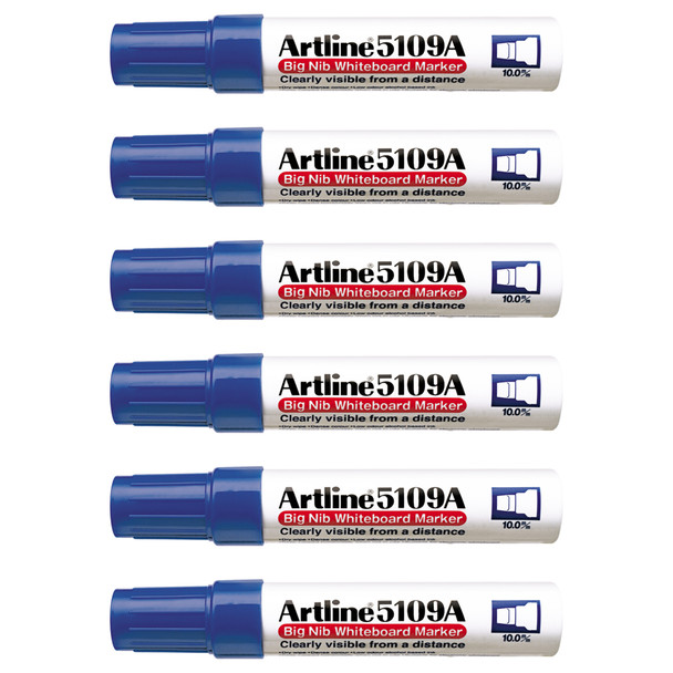 Artline 159003 5109A Whiteboard Marker 10mm Chisel Nib Blue Box 6 | Mega Office Supplies