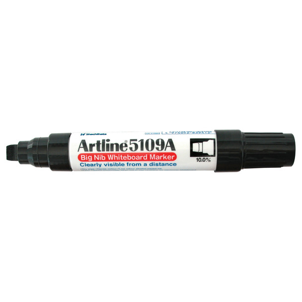 Artline 159061 5109A Whiteboard Marker 10mm Chisel Nib Hangsell Black Pack 1 | Mega Office Supplies