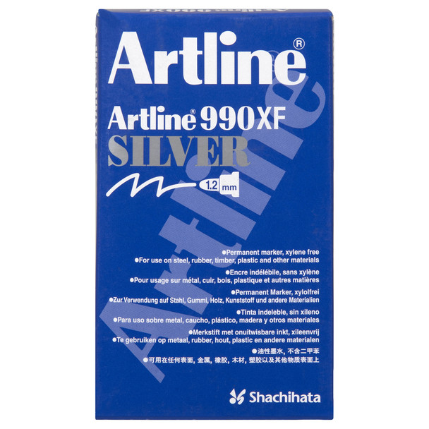 Artline 199032 990 Metallic Permanent 1.2mm Bullet Nib Silver Box 12 | Mega Office Supplies