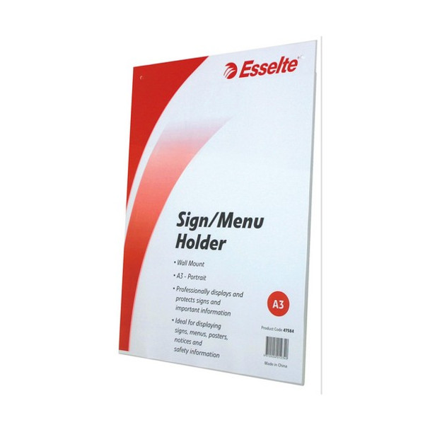 Esselte #47584 Sign / Menu Holder Wall Mount Portrait A3 - Esselte, Esselte Australia, Esselte sign menu holder, Esselte stationery, Esselte office tools, Esselte accessories | It's A Mega Thing