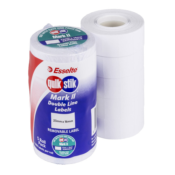 QuikStik Pricing Gun Labels Mark II Removable White Pack of 5 Rolls