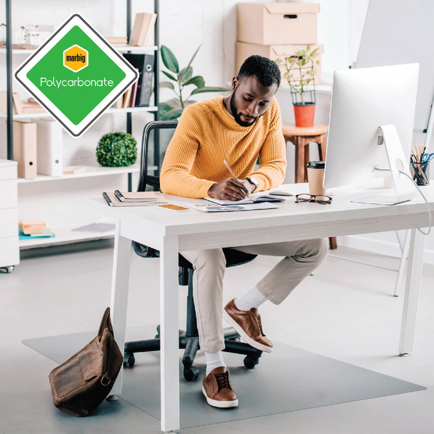 Marbig Rectangle Tuffmat Polycarbonate Chairmat Hard Floor Small 90 x 120cm Clear