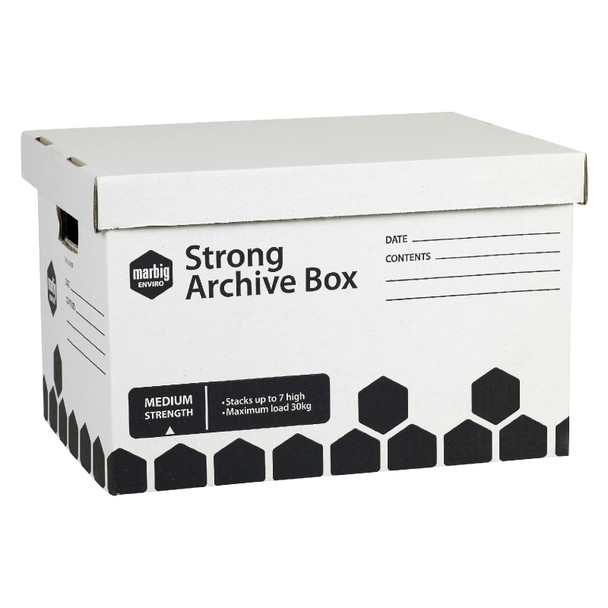 Marbig Archive Box Strong White Retail Pack of 3