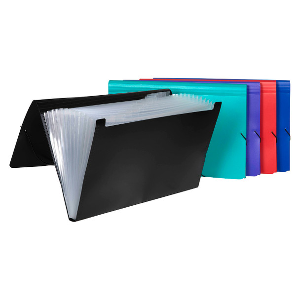 Marbig Expanding File Polypropylene Foolscap 12 Pocket Assorted