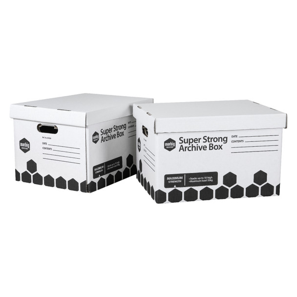 Marbig White Super Strong Archive Box Retail Pack of 2