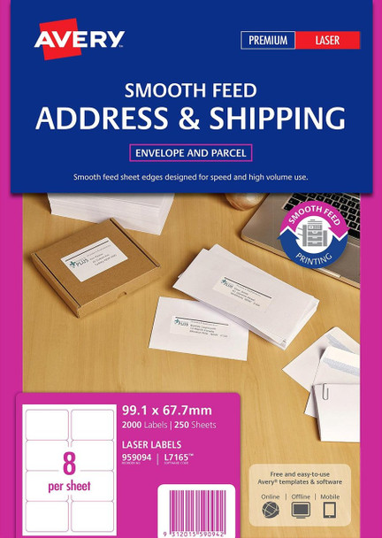 Avery #959094 White Trueblock Shipping Labels - L7165 - 250/Pack - 99.1 x 67.7 mm |8UP - avery australia, avery l7163, avery label templates l7163, fabric name labels | It's A Mega Thing