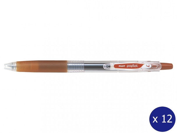 Pilot Poplol Retractable Gel Pen 0.7mm Brown Box of 12