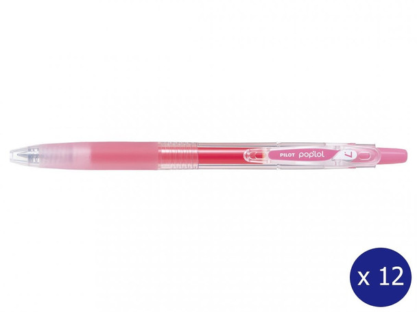 Pilot Poplol Retractable Gel Pen 0.7mm Baby Pink Box of 12