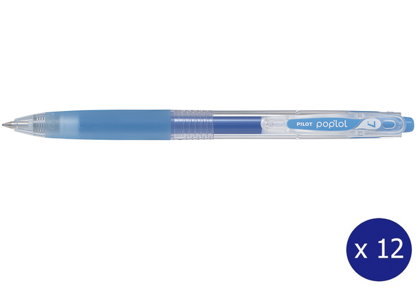 Pilot Poplol Retractable Gel Pen 0.7mm Light Blue Box of 12