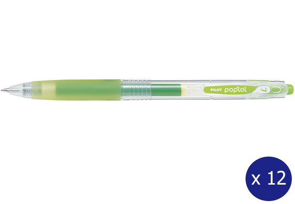 Pilot Poplol Retractable Gel Pen 0.7mm Leaf Green Box of 12