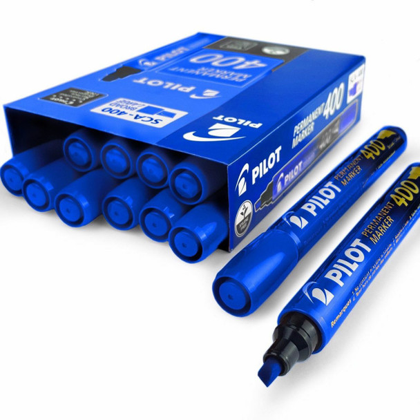 Pilot SCA-400 Permanent Marker Chisel Broad Blue Box of 12