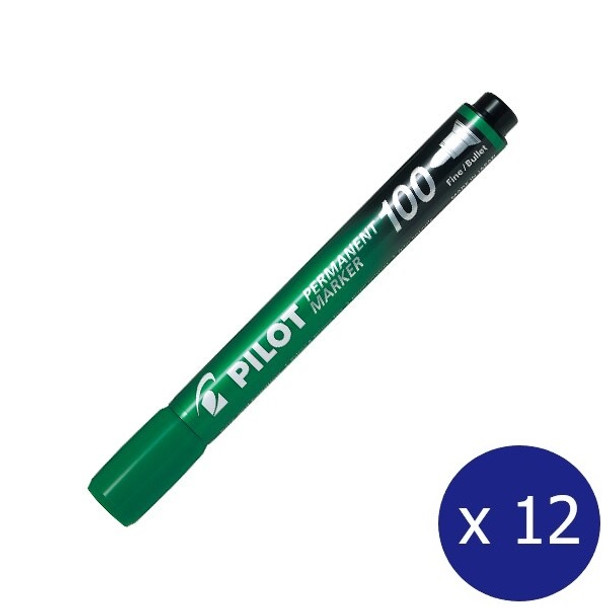 Pilot Sca-100-G Permanent Marker Fine Bullet Tip 1.0Mm Green Box Of 12 | Its A Mega Thing