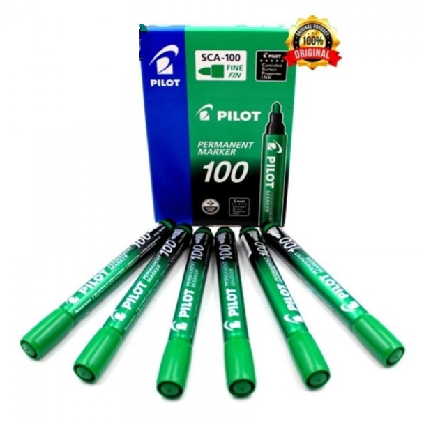 Pilot Permanent Marker Fine Bullet Tip 1.0mm Green Box of 12