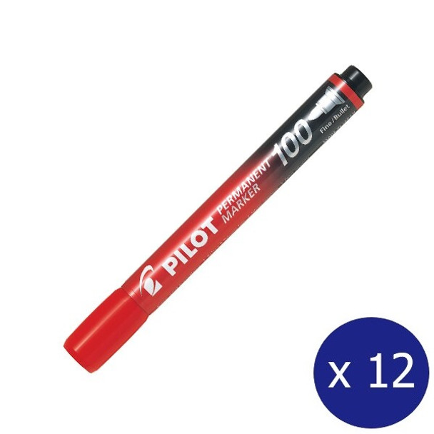 Pilot Sca-100-R Permanent Marker Fine Bullet Tip 1.0Mm Red Box Of 12 | Its A Mega Thing