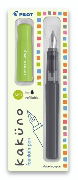 Pilot Kakuno BegreeN Fountain Pen Lime Green Medium Nib Grey Barrel