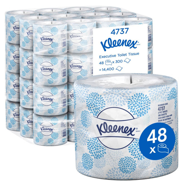 Executive Toilet Tissue 300 Sheets White 2 Ply Case of 48 Kleenex