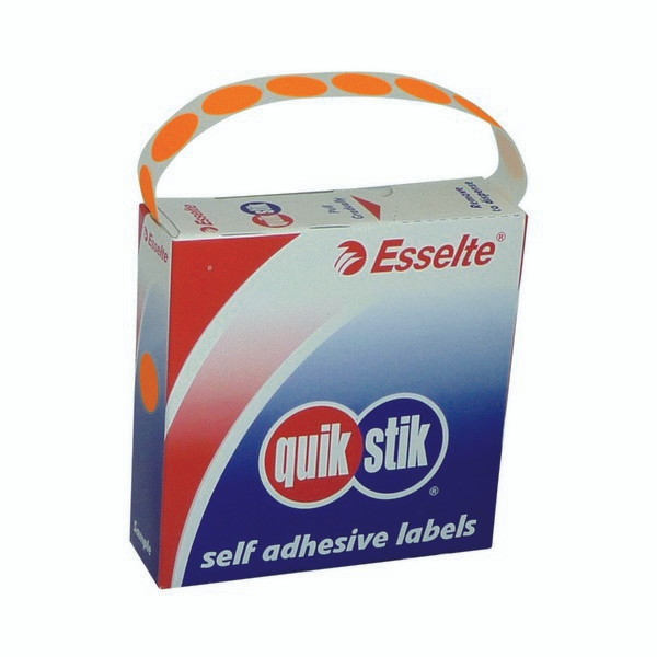 QuikStik Label Dispenser Circle 14mm Fluoro Orange Pack of 700