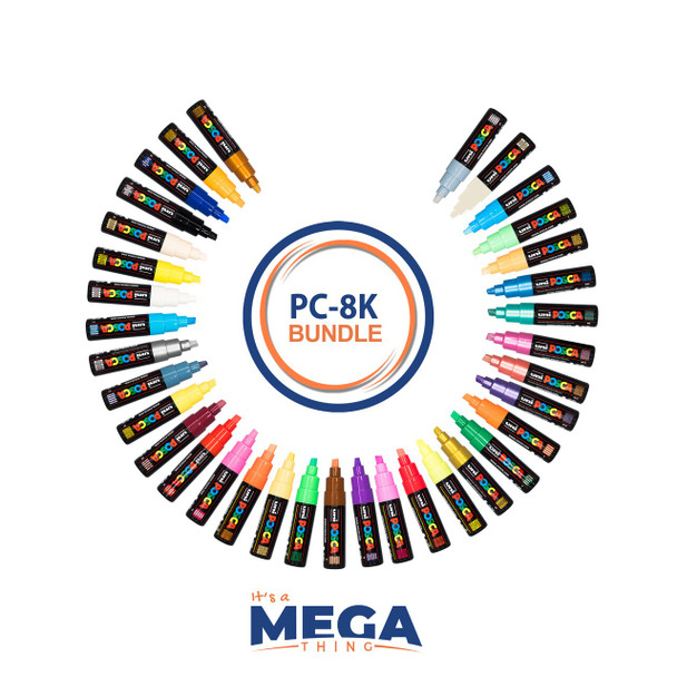 Posca PC-8K Paint Marker Pen Chisel Bold Bundle of 35 Individual Colours