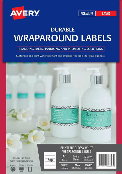 Avery #980053 Printable Durable Wraparound Labels L7146 60/Pack 196x51mm |5UP - Avery, averylabels, avery labels, avery products, place card holders, avery stickers | It's A Mega Thing