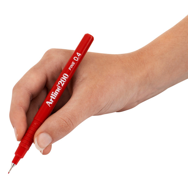 Artline Red 120002 200 Fineliner Pen 0.4mm Box of 12 | Mega Office Supplies