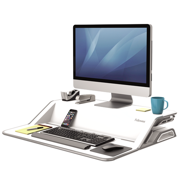Fellowes Sit-Stand Workstation Lotus White