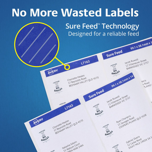 Avery #959110 Quick Peel Address Labels with Sure Feed - L7163 - 560/Pack - 99.1 x 38.1 mm, Laser, White | 14UP | It's A Mega Thing
