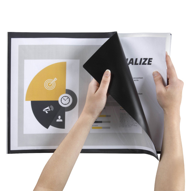 Marbig Display Book Insert Cover 20 Pocket Non Refillable Landscape A3 Black